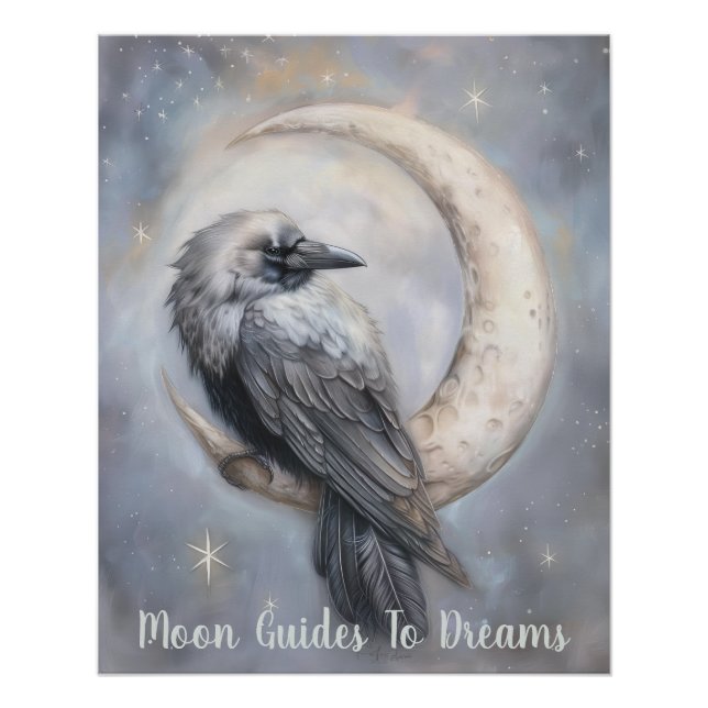 Póster Bebê-pássaro-roxo dormindo na Lua (Frente)