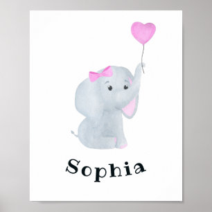 Poster Bebê Personalizado - Arte de Parede Elefante