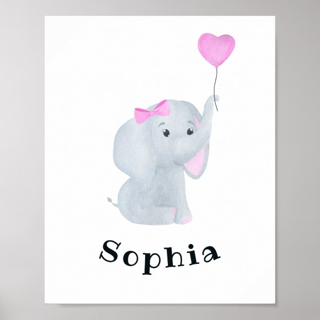 Poster Bebê Personalizado - Arte de Parede Elefante (Frente)