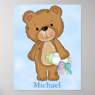 Poster Bebê personalizado Bottl do urso de ursinho do