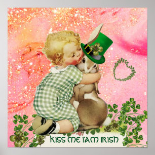 Poster BEBÊ que ABRAÇA o dia de St Patrick do COELHO,