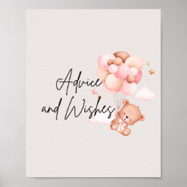 Poster Bebê Rosa Urso e Balões - Conselhos e Desejos