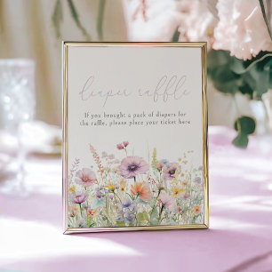 Poster Bebê Roxo Em Fralda De Flor Selvagem Raffle