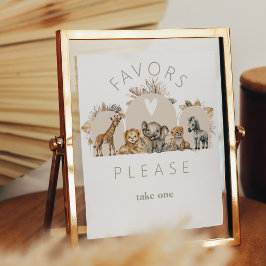 Poster Bebê Safari Animais Boho Chá de fraldas