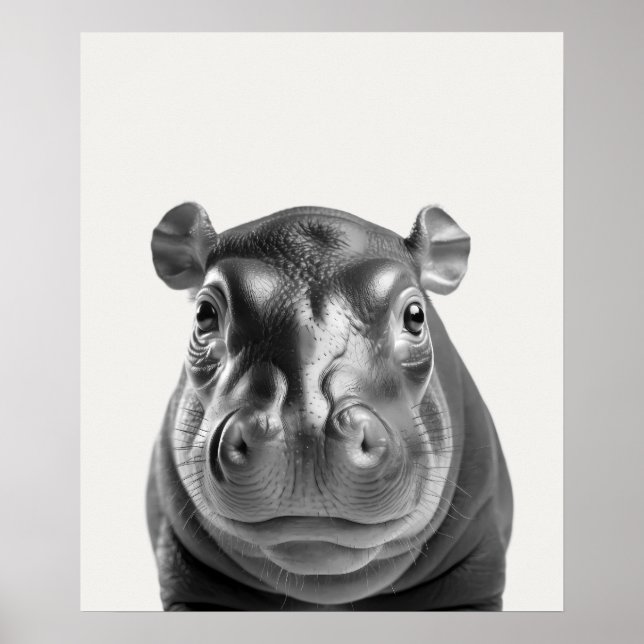 Poster Bebê Safari Animais da Selva Africana Hipopótamo (Frente)