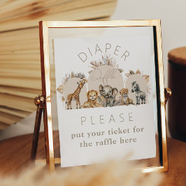 Poster Bebê Safari Animal Boho Chá de fraldas Fralda