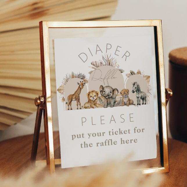 Poster Bebê Safari Animal Boho Chá de fraldas Fralda (Criador carregado)