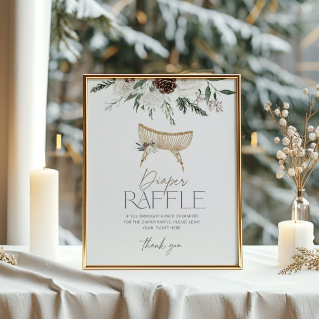 Poster Bebê Sempreverde está frio lá fora rifa de fraldas (Criador carregado)