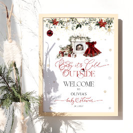 Poster Bebê, seu Chá de fraldas frio lá fora