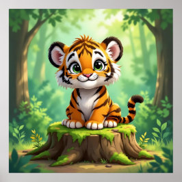 Poster Bebê Tigre | Arte de Berçário Infantil de Desenho 