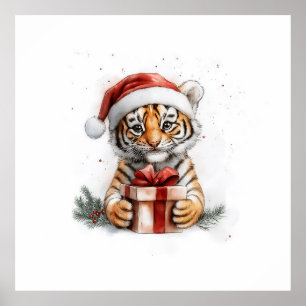 Poster Bebê-Tigre da Série Adorável de Natal Animal