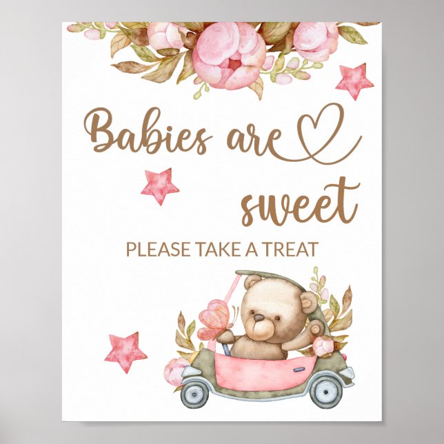 Poster Bebê urso de pelúcia Bebês são doces (Frente)
