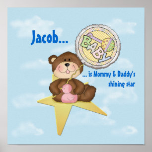 Poster Bebê Urso de Teddy numa Estrela