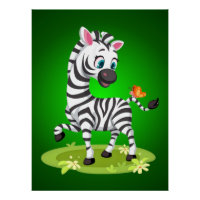 Bebê Zebra Desenhando Brincando com Borboleta-2396