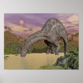 Poster Bebendo de dinossauro Dicraeossauro - renderização