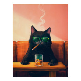 Póster Bebendo de Gato do rico Whiskey