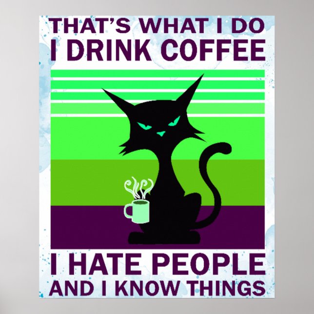 Poster bebendo de gato preto (Frente)