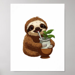 Poster Bebendo de Lã Bonito Yerba Mate - Adorável Kawaii 