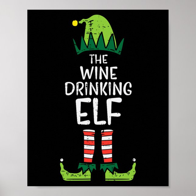 Poster Bebendo De Vinho Elf Xmas Natal Para A Mãe Da Famí (Frente)