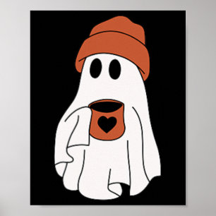 Poster Bebendo Fantasma Dia de as Bruxas engraçado De Caf