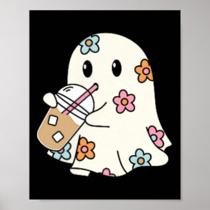 Poster Bebendo Fantasma Dia de as Bruxas engraçado De Caf