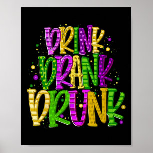 Poster Beber Bebado Engraçado Festival Mardi Gras