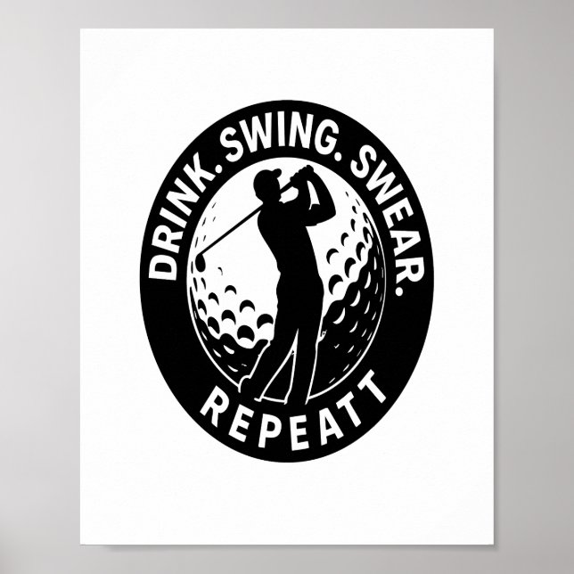 Poster Beber Golfe de Repetição de Suor Swing (Frente)