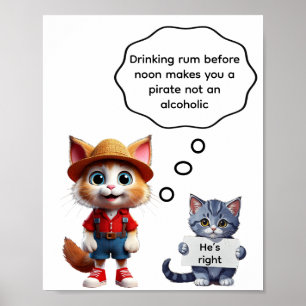 Poster Beber rum antes do meio-dia faz de você um pirata
