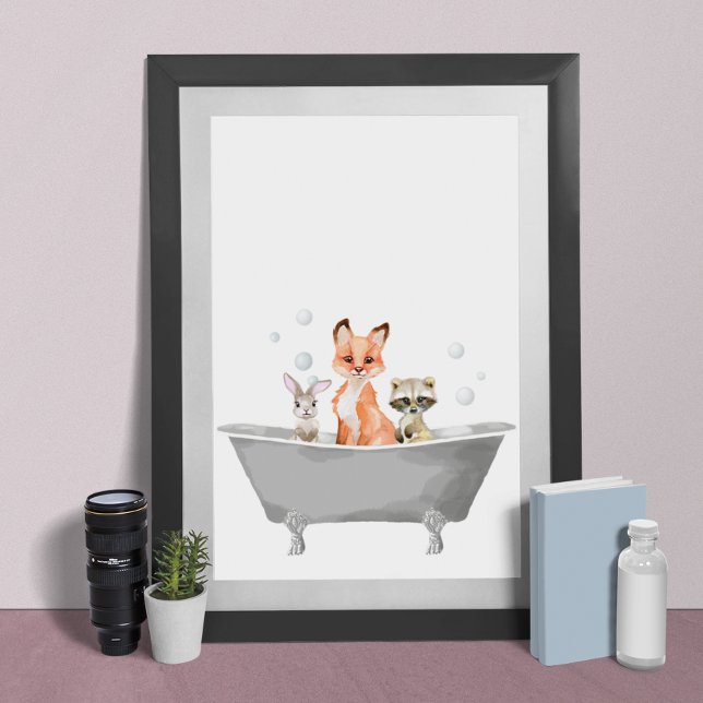 Poster Bebês Animais Fofos no Banho de Banheira (Criador carregado)