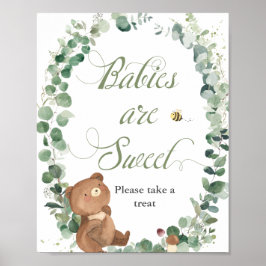 Poster Bebês bonitos Bear Verde Bebês são doces