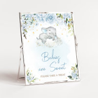 Bebês Chás de fraldas de Elefante Floral Azul são