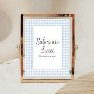 Poster Bebês Clássicos de Gingham Azul são Doces