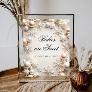 Poster Bebês com flocos de neve são doces.