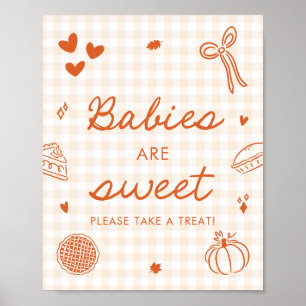 Poster Bebês Cutie Pie de Gingham Laranja de Outono são D