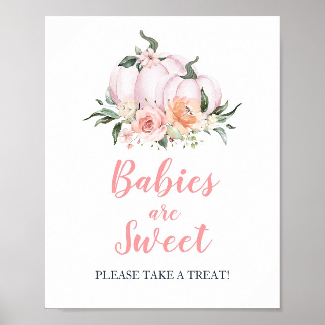 Poster Bebês de Abóbora Floral são Doce (Frente)