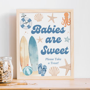 Poster Bebês de Chá de fraldas Costeiro de Praia são um F