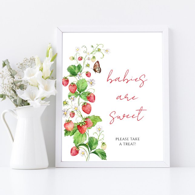 Poster Bebês de Chá de fraldas de morango são doces (Criador carregado)