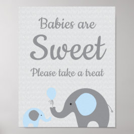 Poster Bebês de Elefante Azul são Doces Por Favor Tome um