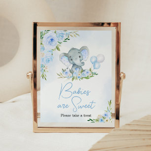 Poster Bebês de Elefante Floral Blue Balloon são doces