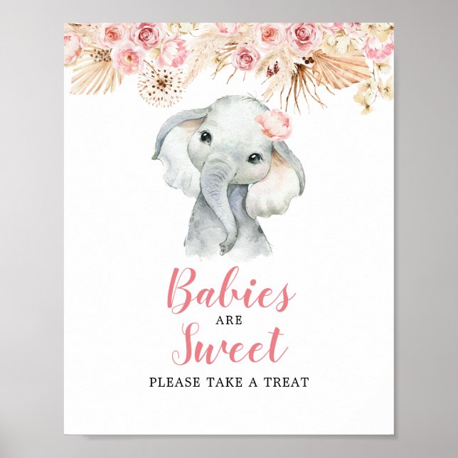 Poster Bebês de Elefante Rosa são Sinal doce (Frente)
