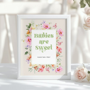 Poster Bebês de flores silvestres são doces salvia rosa C
