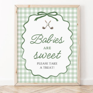 Poster Bebês de golfe com laço de gingado verde salvia sã