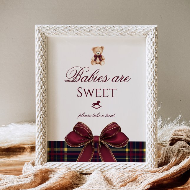 Poster Bebês de Urso de Pelúcia são doces Xadrez de Laço  (Criador carregado)