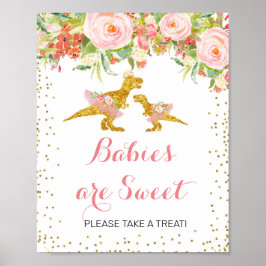 Poster Bebês Dino Dourados Rosa São Bons Sinal