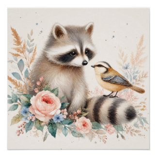 Póster Bebês do Bosque de Contos de Fadas Guaxinim e Pequ