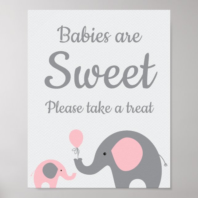 Poster Bebês elefantes cor-de-rosa são doces, por favor,  (Frente)