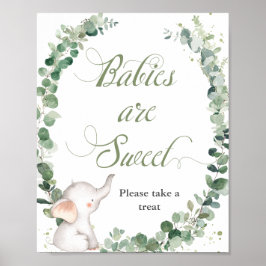 Poster Bebês elefantes Greenery Bebês são doces tratados