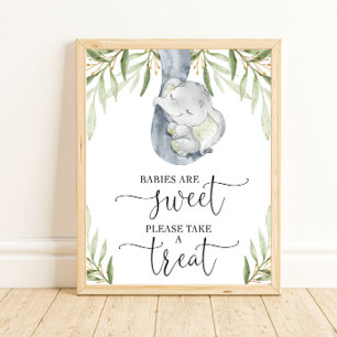 Poster Bebês elefantes são doces e dão um chá de fraldas