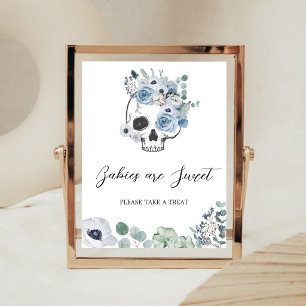 Poster Bebês Florais Góticos Azuis com Caveira são um Sin