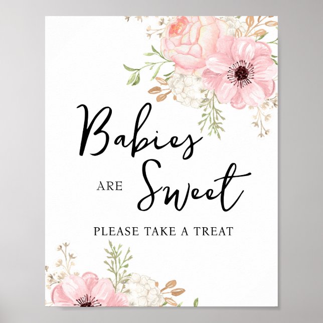 Poster Bebês Florais Rosa são Sinal Doce (Frente)